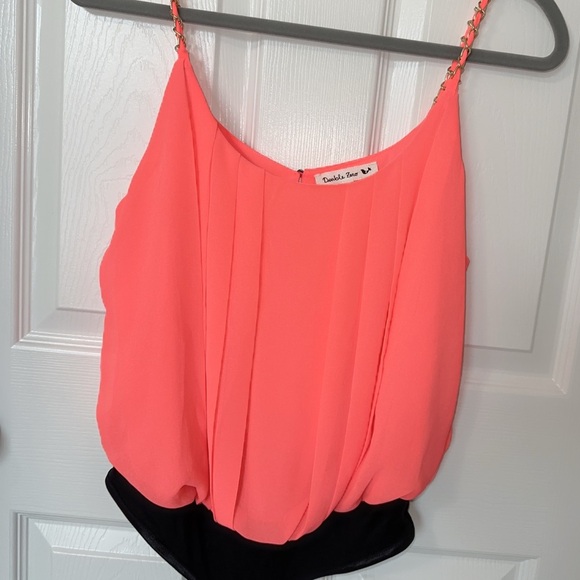 Double Zero Neón Coral and Black Bodysuit One Piece - Picture 4 of 6